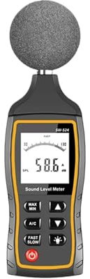 TIEOAXFT Medidor de Nivel de Sonido SW 523 524, Detector de 30 a 130 dB, decibelímetro Digital Profesional, medidor de decibelios de Nivel de Ruido(SW-524)