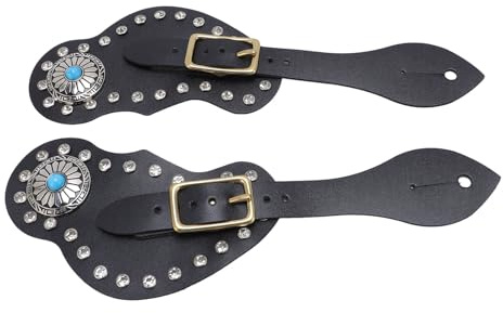 Generic Spur Holder, 2st en Cuir Artificiel Réglable de Sangle de Bracelet éperon Décorations pour Les Cow-Boys (Black)