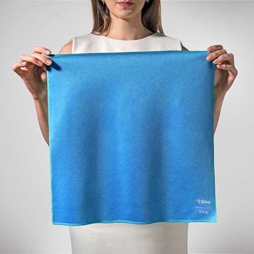 Silva Chiffon Microfibre Bleu 42x42 cm – Lavette de Nettoyage Réutilisable pour Vitres, Miroirs, Cuisine et Voiture – Chiffon Anti-Poussière, Absorbant et sans Peluches – 1 Pièces