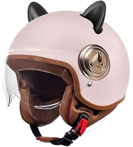 MSDXDKF Kinder Vintage 3/4 Retro-Helm, Motorradhelm Mit Zwei Visieren, Moped, Cruiser, Bobber Und Chopper Für Männer Und Frauen 54-61cm, für 8 Jahre - 12 Jahre Kid,54-61cm,C