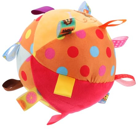 BESPORTBLE Balle Sensorielle en Peluche pour Bébé, Balle D'activité Douce et Extensible avec Cloche, Jouet Sécuritaire et Solide pour Lit de Bébé, pour Éveil et Motricité