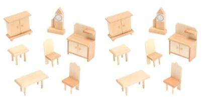 Juego de 2 muebles de casa de muñecas a escala 1/12 de madera para decoración de cocina