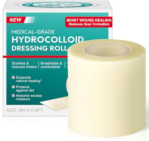 Hydrokolloid Pflaster Rolle 5cmx3.6m,Hydrokolloid Rolle für Akne,Blasen,Schnitte,Kratzer,Wundversorgung,Wundpflaster & Hautfreundlich Wundauflagen für Schnittwunden und Kratzer
