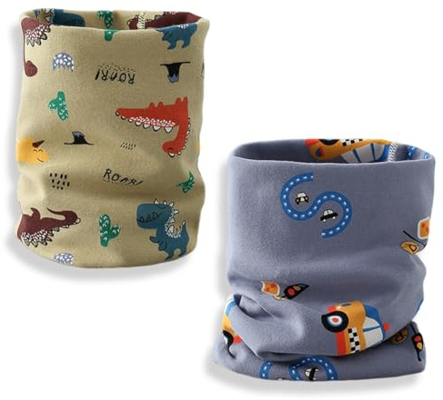 JYNXOR 2 Pezzi Scaldacollo Bambino Bambina Sciarpa Multiuso Sciarpe Bambini Cotone O-Scaldacollo Loop Modo Cute Morbida Fazzoletto da Collo,Sciarpa Bambini Multifunzione Bandana Tubolare