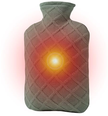 Ihdjasg Bolsa De Agua Caliente 1.2L,Pack de Calor para Calambres - A prueba de fugas Extraíble Retención de Calor 4-6 Horas con Funda para Espalda Hombros Piernas Manos Invierno Viaje Escuela Niños