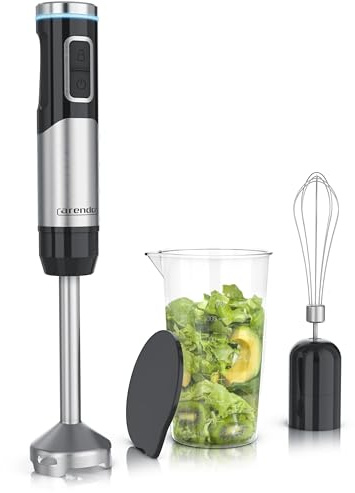 Arendo - Stabmixer kabellos - 200 Watt – mit Akku - Edelstahl Handmixer – Pürierstab – Schneebesen – Messbecher – stufenlose Geschwindigkeit – Tastensperre - Set