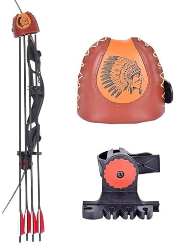 Yuecoom Bolsa de Arco y Flecha, Arco Ajustable y Tarro de Flecha, Bolso de Flecha de Cuero marrón, Puede Colgar la Caja de Flecha con 4 Flechas, Adecuado para la Caza o el Ejercicio de Tiro con Arco