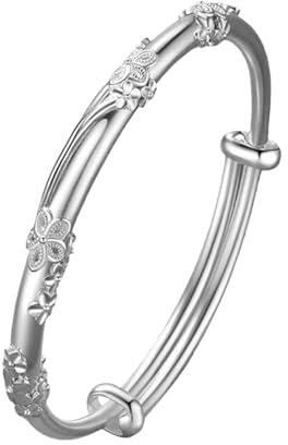 Generiskt fotsmycke sterlingsilver armband för kvinnor mode smycken justerbar 925 silver manschett armband för kvinnor mamma fru alla hjärtans dag mors dag chunks läderarmband, En Storlek, Metall
