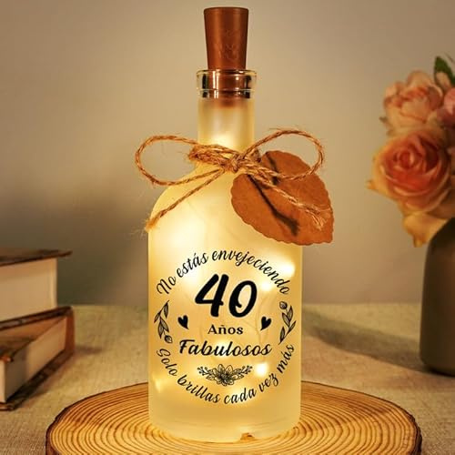 Vetbuosa Regalos Originales de 40 Cumpleaños Mujer, Decoracion 40 Cumpleaños Hombre luz LED, Regalos Originales para Mujeres 40 Años para Amigas, Hermanas, Madres, Abuelas