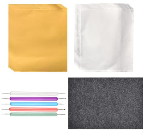 Aluminum Foil Embossing Kit, Metal Foil Embossing Tooling Sets, Decorative Craft Embossings Sheets, Shiny Gold Glitter Effect Craft Accessory for Professionals Students Adults Classroom