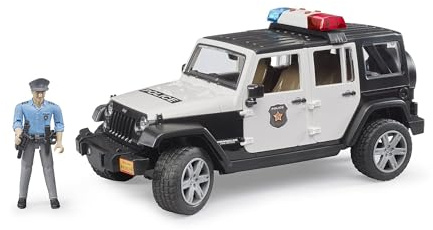 bruder 02526 - Jeep Wrangler Unlimited Rubicon Polizei Fahrzeug mit Polizisten & Ausstattung, Light & Sound Modul - 1:16 Jeep, Pick-up, Geländewagen, bworld, Wachtmeister, Rettungsfahrzeug, Spielzeug