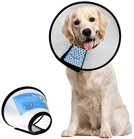 Supet Dog Cone Collar Adjustable After Surgery, Comfortable Pet Recovery Collar & Cone for Large Medium Small Dogs, Elizabethan Dog Neck Collar Plastic Practical