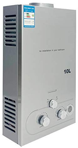 Cozyel Chauffe Eau Gaz 10L, 20 kW LPG Chaudière Inox Appareil Instantané Gaz GPL Butane Propane pour Maison Caravane Bateau Camping Voiture