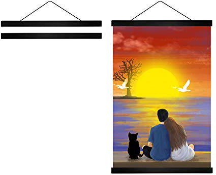 Radezon 18 inch Wide Magnetic Poster Hanger, Wood Frame for Posters, Prints, Photos, Pictures, Maps, Scrolls, Artwork - Wall Hanging