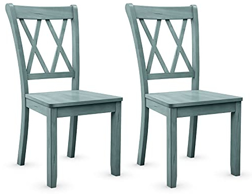 Giantex Set of 2 Dining Chairs, Rubber Wood Dining Room Chair, Farmhouse Dining Side Chairs, Max Load 400 Lbs, Wooden Kitchen Chairs for Home Kitchen, Dining Room