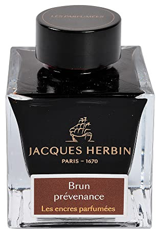 Jacques Herbin 14747JT - 50 ml scented perfume ink bottle for fountain and roller pens - Brun Prévenance colour - Made in France - Calligraphy - Writing