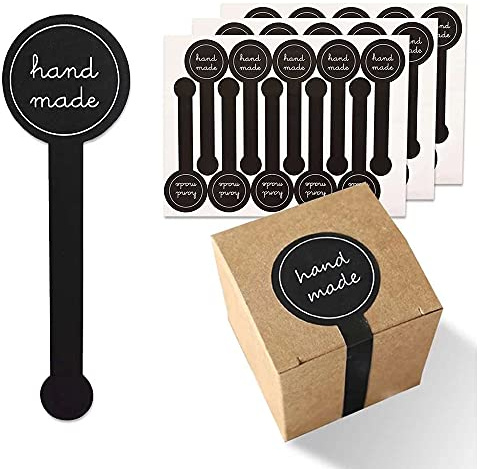 200 Pezzi Etichette Autoadesive Lunghe, Decorative, Sigillo Fatti a Mano, per Forno e Regalo, Confezioni per Decorare i Trag Regalo