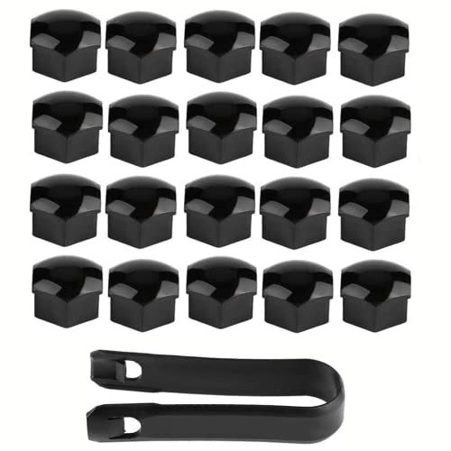YIYEE 20 Pezzi 17mm Copridadi Ruota Copridado Protettivo, Copriserratura Esagonale per Auto, con Clip di rimozione Si Adatta alla Maggior Parte delle Ruote dell'auto(Nero)