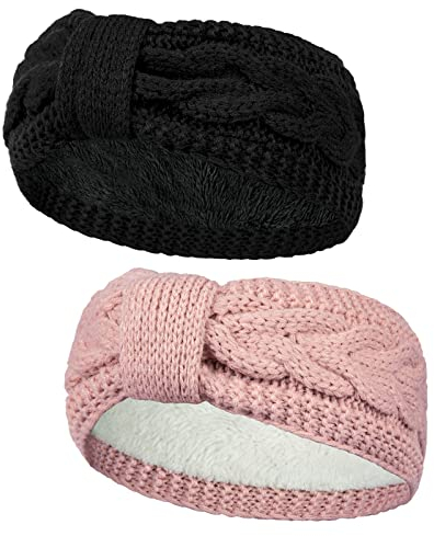 Winter Schleifen Stirnband Damen Gestrickt Warmes Stirnbänder Ohrenwärmer Kopfband Haarband Verdicken für Frauen Mädchen, Elastische Häkelarbeit Thermo Stirnband