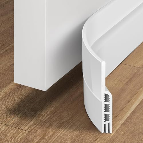 Holikme türdichtung zugluftstopper für türen 105cm x 5cm türdichtung unten, Silikon zugluftstopper für Außen-und Innentüren, schallschutz tür, weiß