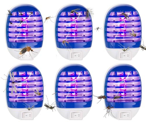 ZOYDP Tue Mouche Electrique Interieur, 6 Pack Lampe Anti Moustique Interieur, Lampe UV Anti Moustique, Moustique Tueur Lampe, Lumiere Bleue Anti Moustique pour Chambre, Cuisine, Gardin