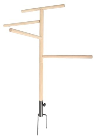 Chicken Perch Stand, Large Wooden Roost Bar with Ground Stake, Spacious Design Chick Perch Stand Chicken Perch Toys for Multiple Poultry and Birds