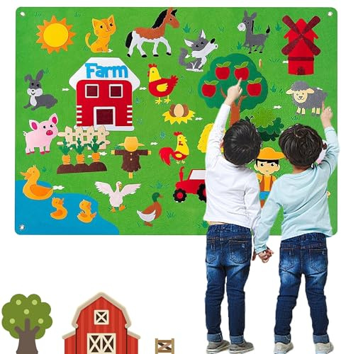 SUQ Tableau De Feutre Pédagogique Et Interactif Pour Enfants - Histoire De La Ferme - 29 Pièces