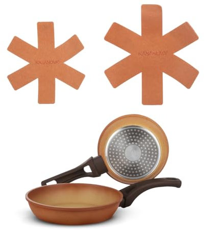 KASANOVA Set padelle antiaderente, Set 2 padelle 16 e 20 cm, Set padelle antiaderente con 2 salvapadelle, Padelle antiaderente con salvapadelle