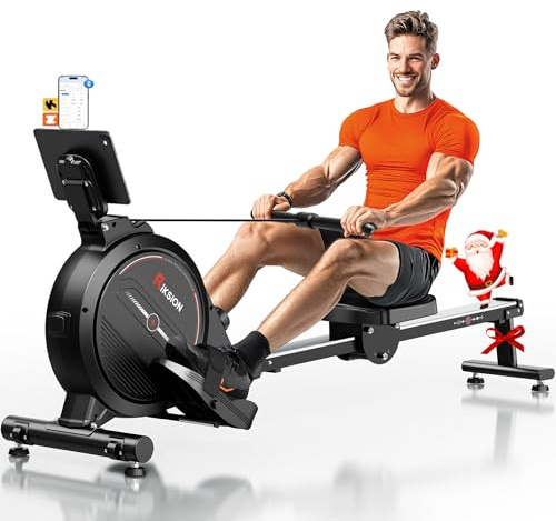 RIKSION Rowing Machine Magnetic Foldable, Fitness Exerciser Indoor Equipment for Home Gym Use, Cardio Training Machine,350LB Capacity with LCD Monitor