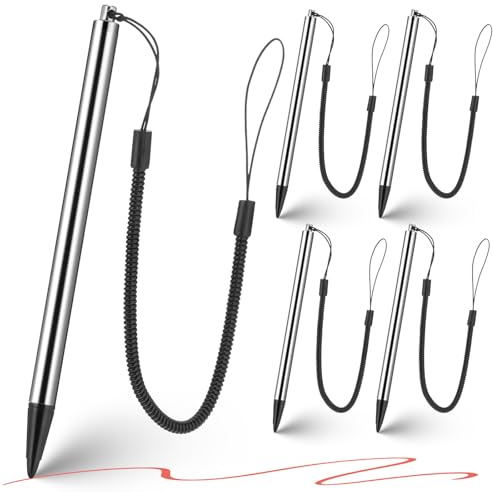 HOMSFOU Resistive Stylus Pen Set 5 Pack Touch Screen Stylus with Fine Tip Spring Rope Lightweight Drawing Pencil for Tablet Phone Signature Input Note Taking