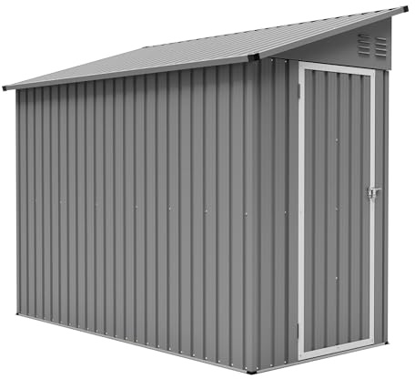 GIHAUVIA Gerätehaus Metall 242x111x192cm mit Fundamentrahmen I wetterfestes Gartenhaus Metall mit Boden I Geräteschuppen aus verzinktem Stahl I abschießbare Fahrradgarage für 2 Fahrräder Outdoor