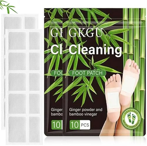 Natural Detox Foot Patches 20 Pads - Overnight Deep Cleansing with Ginger & Bamboo Vinegar, for Relaxation, Improved Sleep & Renewed Energy