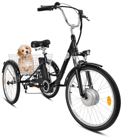 SMARTRAVEL Triciclo eléctrico de 250 W para adultos y personas mayores, bicicleta eléctrica plegable de 16 pulgadas, batería de 48 V y 20 Ah, máx. 25 km/h, alcance de 80 km, frenos de disco