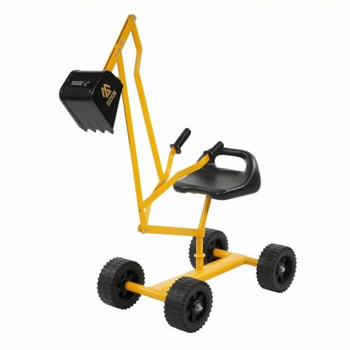 KQFCAZRE Excavadora con Asiento Metálico Excavadora Manual con Asas para Niños, Pequeño con Ruedas
