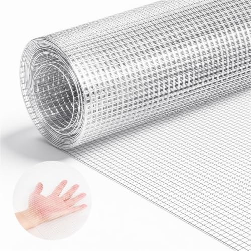VEVOR Grillage Galvanisé Maille Carrée Fine 6,3 mm, Grillage Soudé en Rouleau 1 x 5 m Diamètre de Fil Métallique 0,55 mm pour Clôture de Jardin, Enclos à Poules, Cages à Lapin, Protection de Plantes