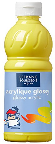 Lefranc & Bourgeois 188295 glansig barn – akrylfärg, klar att använda flytande akrylfärg, glänsande och vattentät, perfekt på papper, kartong, trä, gips, metall, plast, 500 ml tub, primärgul