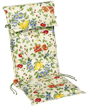 JUSNOVA Stehsaumauflage Sesselauflage Florence für Hochlehner 8cm mit Kopfpolster, 120x50x8 cm