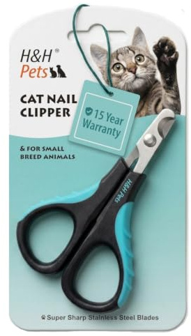 Cat Nail Clipper by H&H Pets - Professional Sharp Stainless Steel Claw Clipper Trimmer with Sturdy Non Slip Handles - For Small Animal & Cats Nail Cutter
