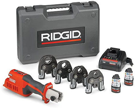 RIDGID 57363 Model RP 241 Compact Press Tool Kit with 1/2 to 1-1/4 ProPress Jaws, Battery, and Charger, Compact Pressing Tool with Bluetooth Connectivity