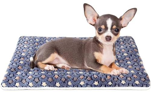 Mora Pets Dog Bed Crate Pad Ultra Soft Pet Mat Star Print 22 Inch Blue