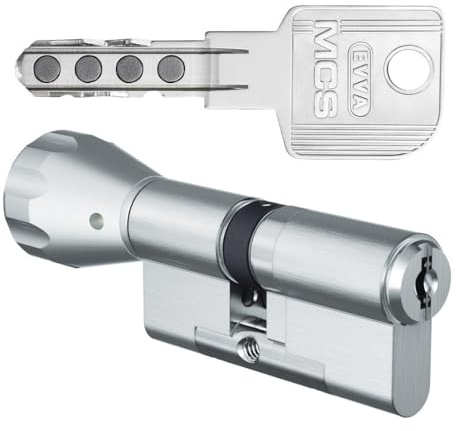 EVVA MCS Knaufzylinder 31/51K | Profilzylinder mit sehr hohem Kopierschutz durch Magnet-Technologie | Bohrschutz Ziehschutz | 5 Schlüssel | Sicherungskarte | verschiedenschließend