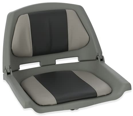 wellenshop Bootssitz Klappbar in 3 Farben gepolstert Bootsstuhl Steuerstuhl Steuersitz Boot Sitz Stuhl Angelboot Farbe Hellgrau/Grau