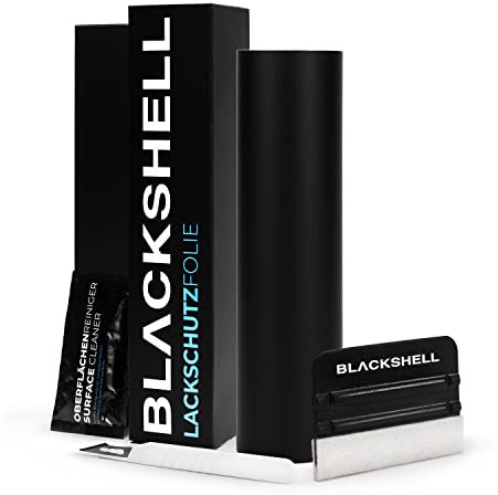 Blackshell® Universal Lackschutzfolie schwarz matt 12cm x 100cm mit Werkzeug Set zum Folieren Folie selbstklebend als Auto Folie, Motorrad Folie, Fahrrad Schutzfolie