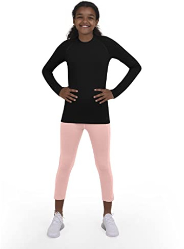 TCA Girls' SuperThermal Long Sleeve Performance Base Layer Running Training Top - Black Rock, 12-14 Years