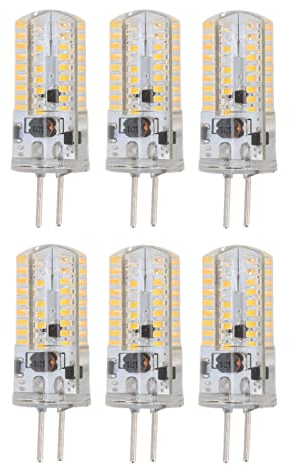 6 Lampadine LED GY6.35, Bianco Caldo da 2700 a 3000 K, Bianco da 6000 a 6500 K, 500 Lm, 72 LED, Illuminazione Paesaggistica, 5 W CA 12 V. (Bianco caldo)