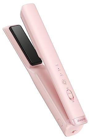 Dreame Hair Glamour Haarglätter, Kabelloser Tragbarer 2-in-1-Glätteisen, Negative Ionen, Gleichmäßige Wärmeverteilung, Drei Temperaturstufen, Rosa