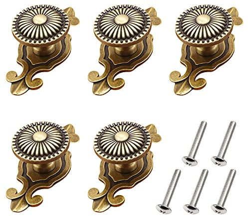 Pamtns 5 Pièces Boutons de Meubles Boutons de Placard Vintage Boutons de Tiroir Bouton de Porte Poignée de Meuble Ancien Bouton D'armoire Rond Boutons de Commode avec Vis pour Tiroir Porte Placard
