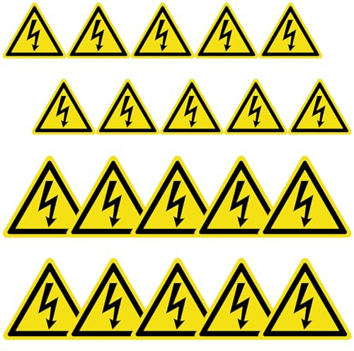Pizsieat 20 Stück Achtung Strom Warnaufkleber 5cm/10cm Wetterfest Warnschilder Sicherheitswarnschild, Warnung vor Elektrischer Spannung (Sicherheitszeichen nach ASR A1.3 / ISO 7010 / W012)