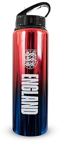 Hy-Pro Officially Licensed England FA 750ml Aluminium UV Bottle | Integrated Folding Straw, Neochrome Finish, Leakproof, Lightweight, BPA Free