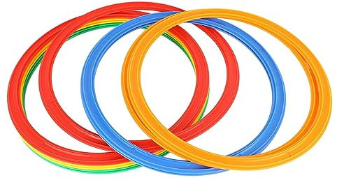 Dilwe 28cm Kids Speed Rings Set, Speed and Agility Training Ring Plastic Circle Jumping Hoops 10 Rings 10 Buckles for Kids Adults